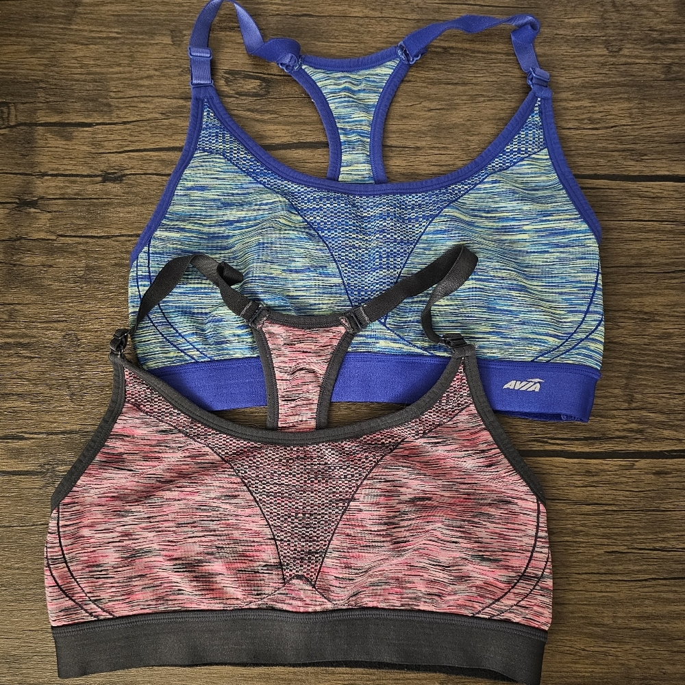 Avia Blue & Pink Racerback Sports Bras - Pair